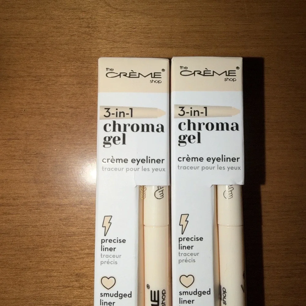 NEW The Creme Shop 3-in-1 Chroma Gel Crème Eyeliner Nudity Highly Pigmented X 2